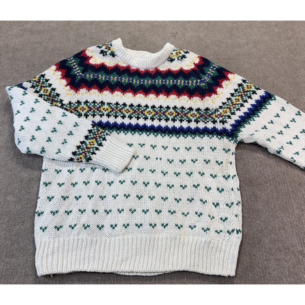 Vintage Aigner S Fair Isle Knit Sweater Outdoor Aspen Chic Granola Cabin Preppy